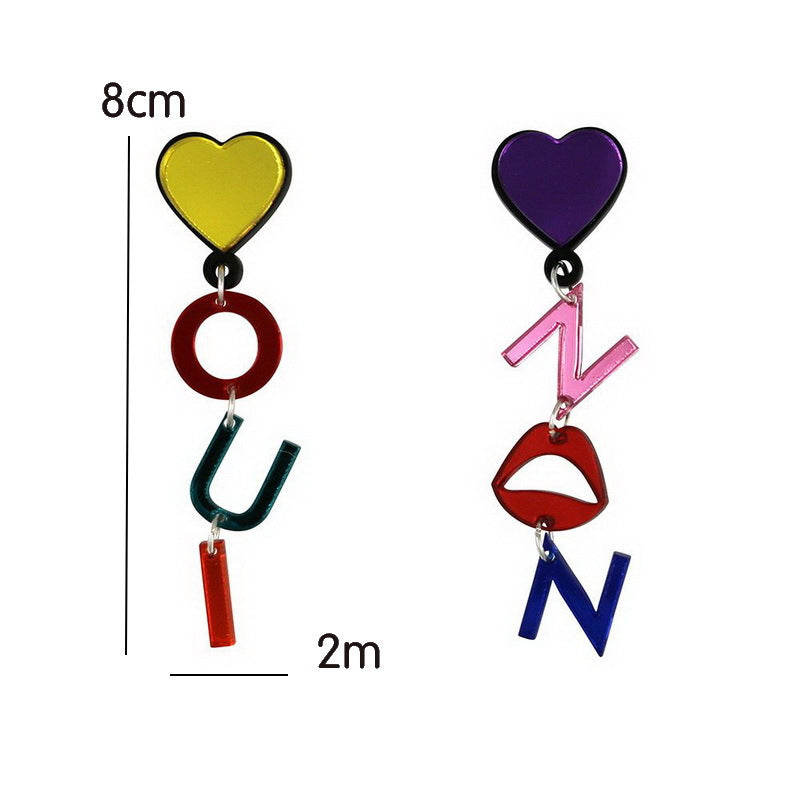 Acrylic cartoon colored letter earrings MIC-NingD056