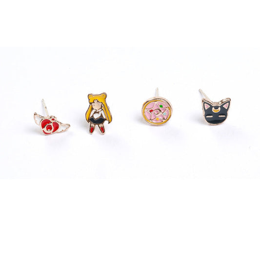 Alloy Earrings Cute Cartoon Black Cat Wings (M) MIC-QiR001