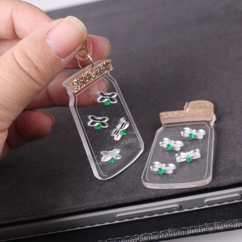 Acrylic firefly transparent bottle earrings MIC-XueP063