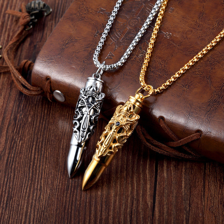 Necklaces Stainless Steel Double Dragon Sword Bullets Men Openable GSSZH002