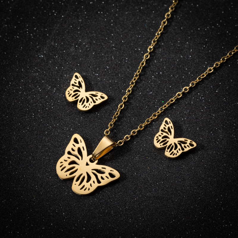 Stainless steel chain Butterfly design stainless steel set necklace SS032