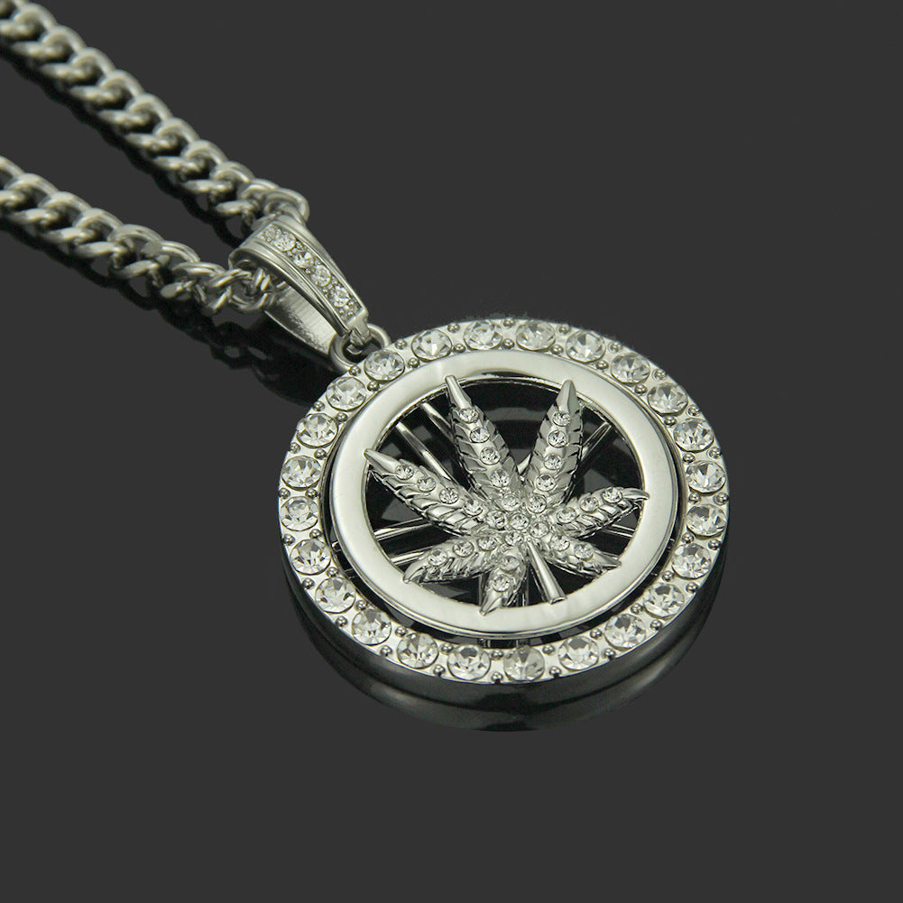 Alloy Diamond Maple Leaf Turntable Necklace MYA-ShangH005