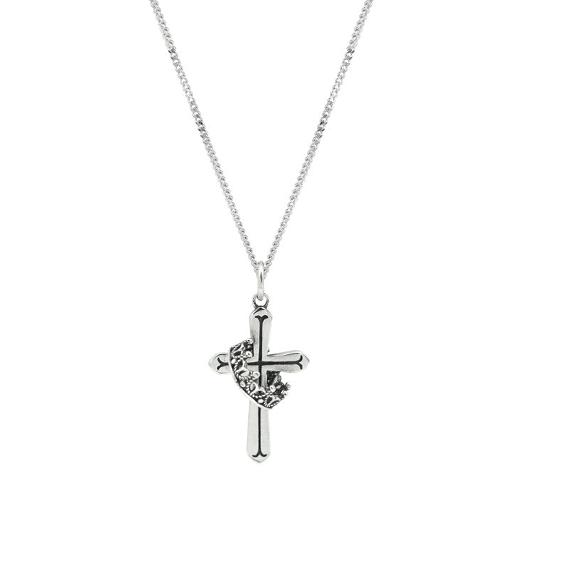 S925 Silver Crown Cross Necklace MIC-DeL002