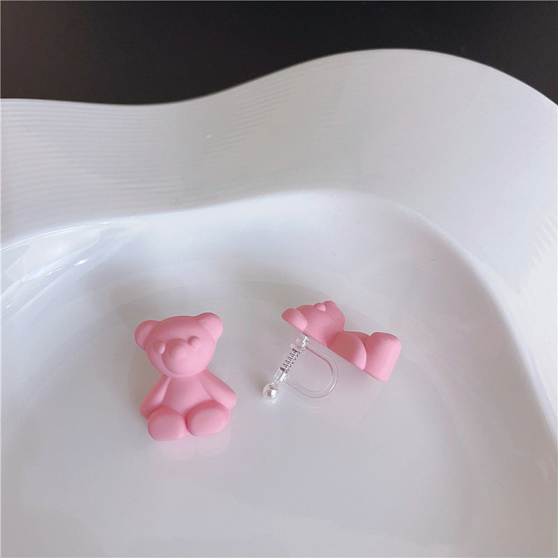 Acrylic frosted three-dimensional bear earrings MIC-AXing002