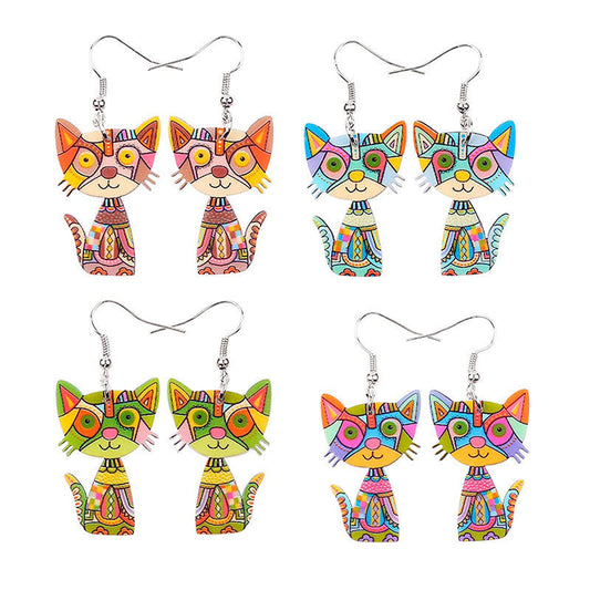 Acrylic New Colored Cat Earrings (Minimo de Compra 10)  MIC-YuQ008