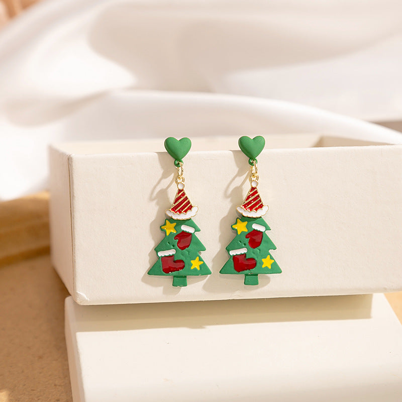 Alloy Christmas Tree Colored Earrings (Minimo de Compra 2) MIC-MDD099