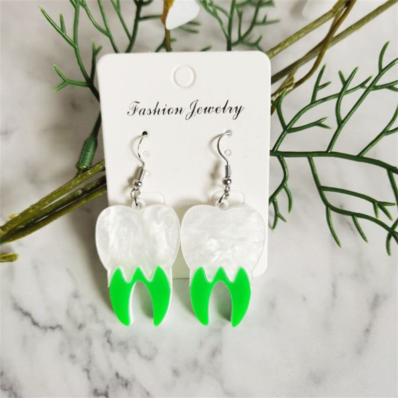 Acrylic Multi Color Teeth Earrings (Minimo de compra 2) MIC-XiangE001