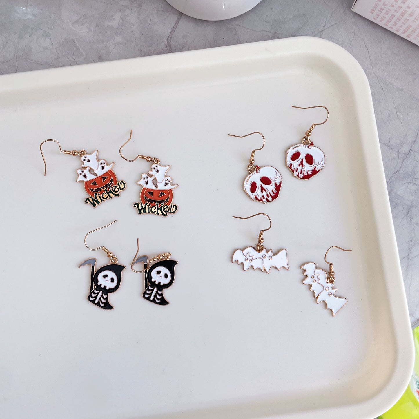 Alloy pumpkin skull earrings (Minimo de Compra 2) MIC-YiJ035