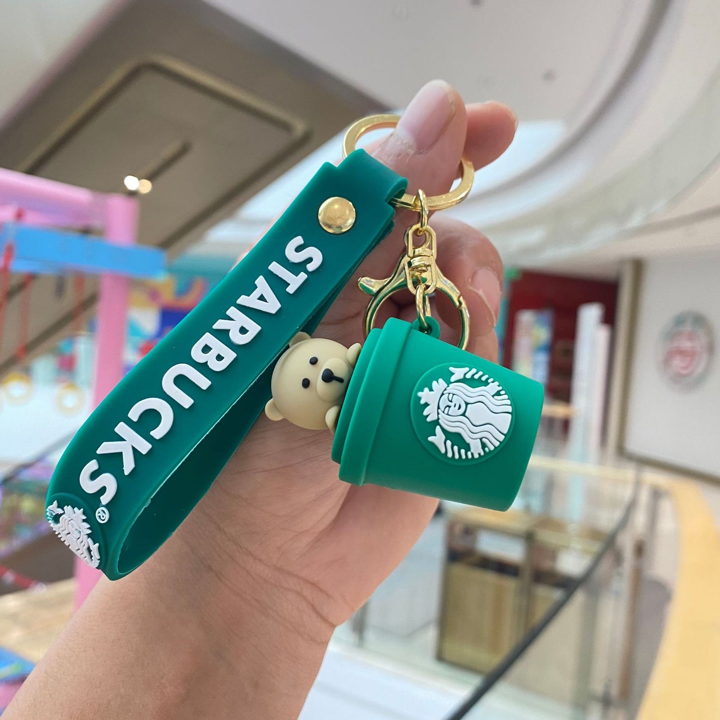 Cartoon Starbucks Milk Tea Silicone Keychains PengYu001