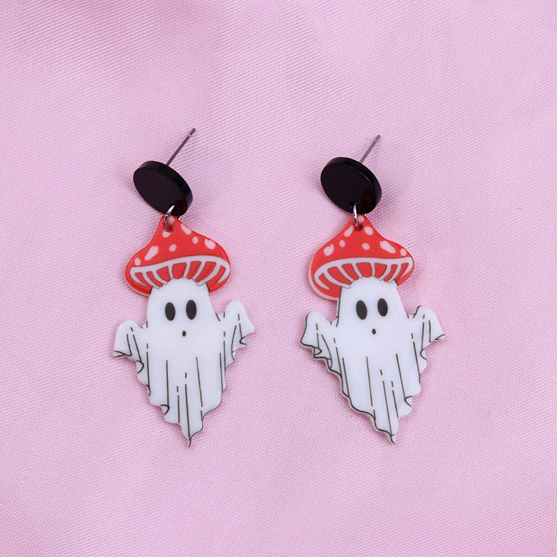 Acrylic Halloween Rainbow Ghost Earrings (Minimo de Compra 2) MYA-DuA048