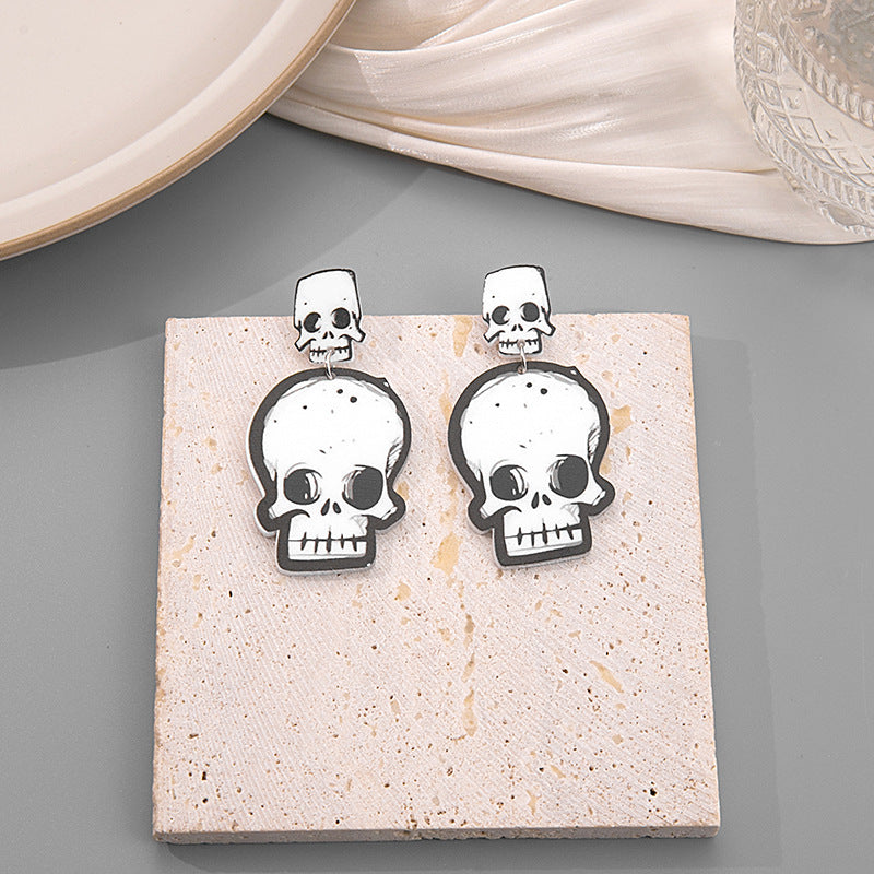 Acrylic Halloween Party Skull Head Earrings MIC-MDD037