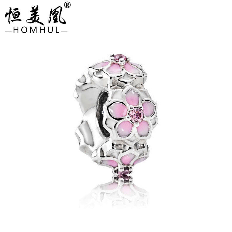 Peach Blossom Lacquer Alloy Beaded Bracelet Accessories JiaR006