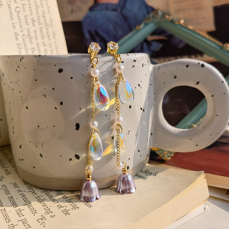 Resin purple bell orchid earrings MIC-JiuY030