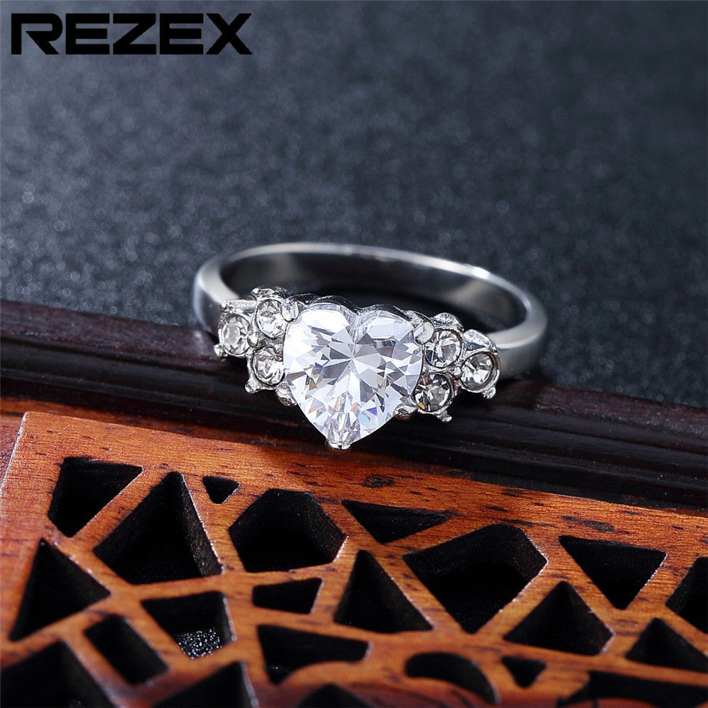 Ring Stainless Steel Wedding Diamond Ring Zircon PREMOYS002