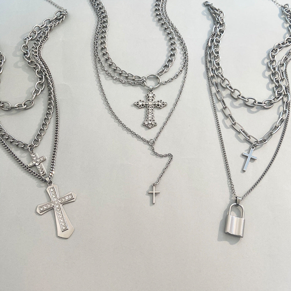 Alloy Pearl Cross Necklace MIC-MiaoY049