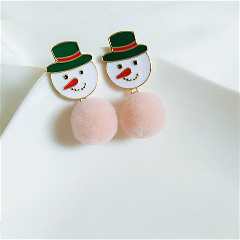 Alloy hairy ball snowman earrings MIC-AiM020