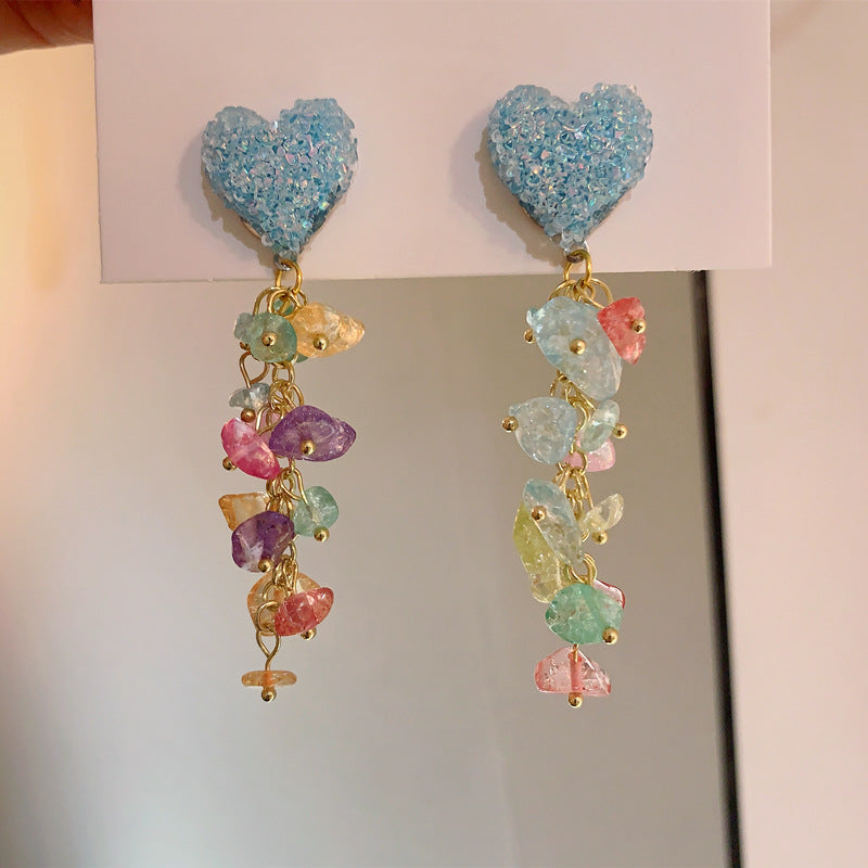 Alloy Diamond Flower Heart Earrings (Minimo de Compra 2) MIC-XingS003