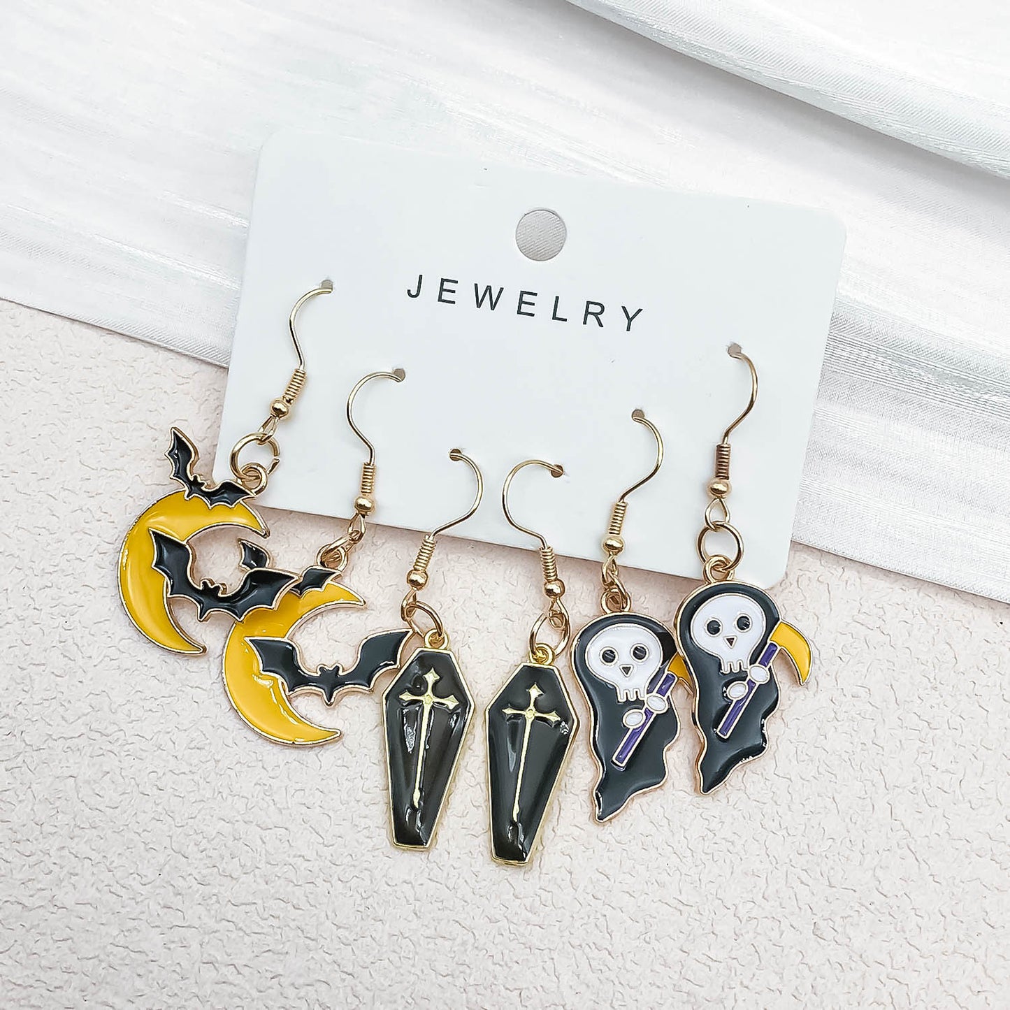 Alloy Halloween Moon Coffin sickle earrings (Minimo de compra 5) MIC-OuL001