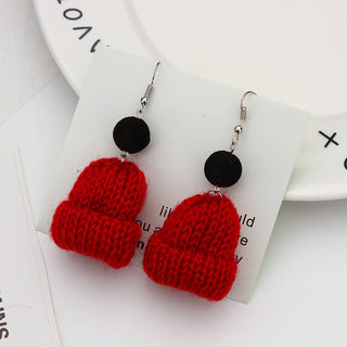 Alloy Cute Wool Christmas Hat Earrings MIC-QingH017