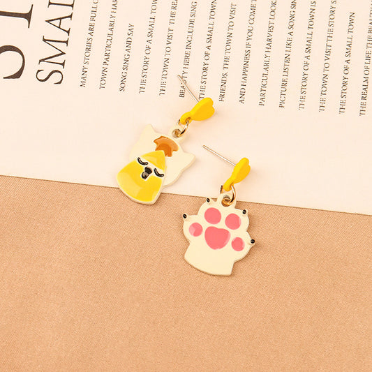 Alloy cute cartoon kitten earrings MIC-LSY018