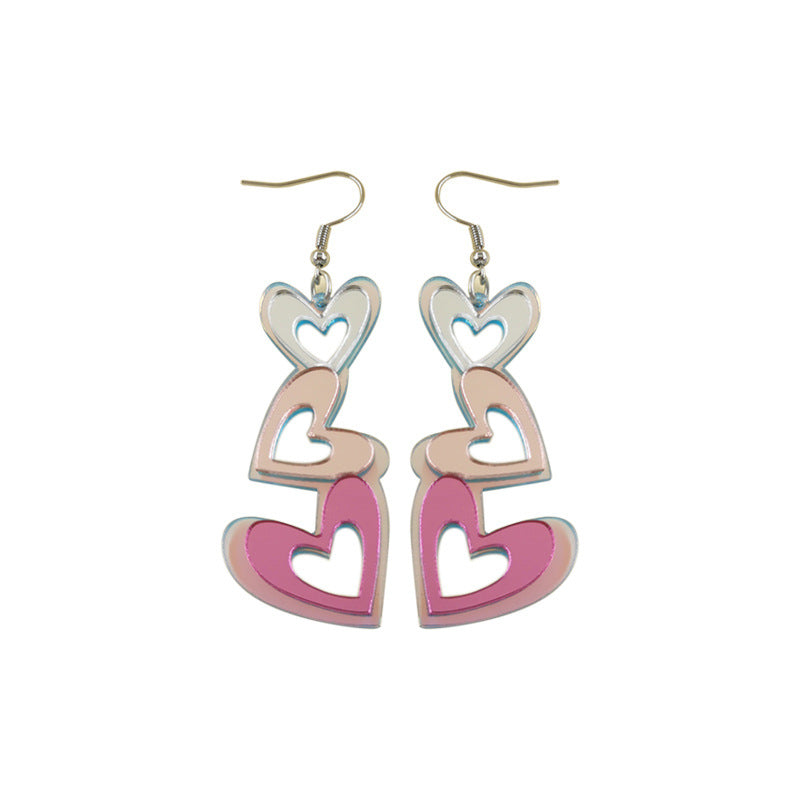 Acrylic pink sequin love letter earrings (Minimo de Compra 2) MIC-QingM019