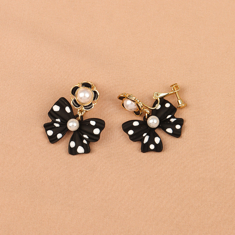 Alloy polka dot bow earringsMIC-LSY029