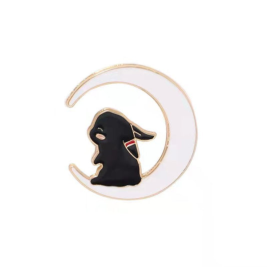 Alloy black and white rabbit brooch (Minimo de compra 2) MIC-DongQ012