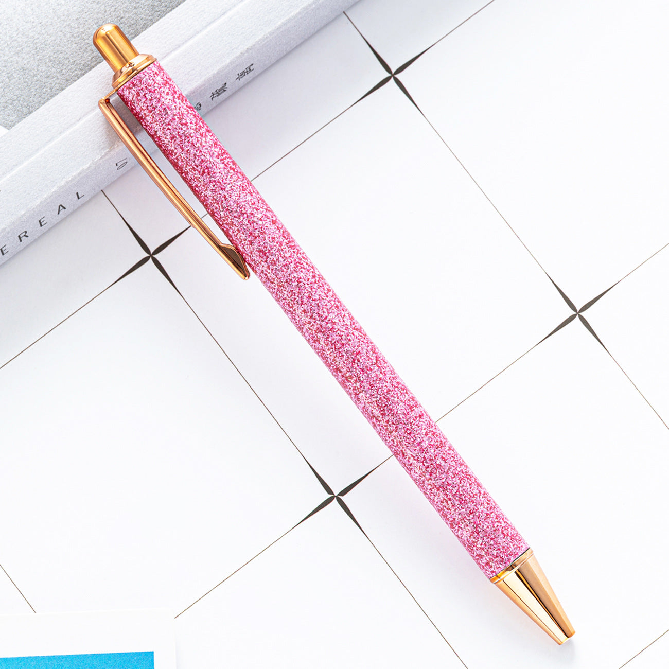 Ballpoint Pen Metal PU Gold Powder Press Pen JingL003