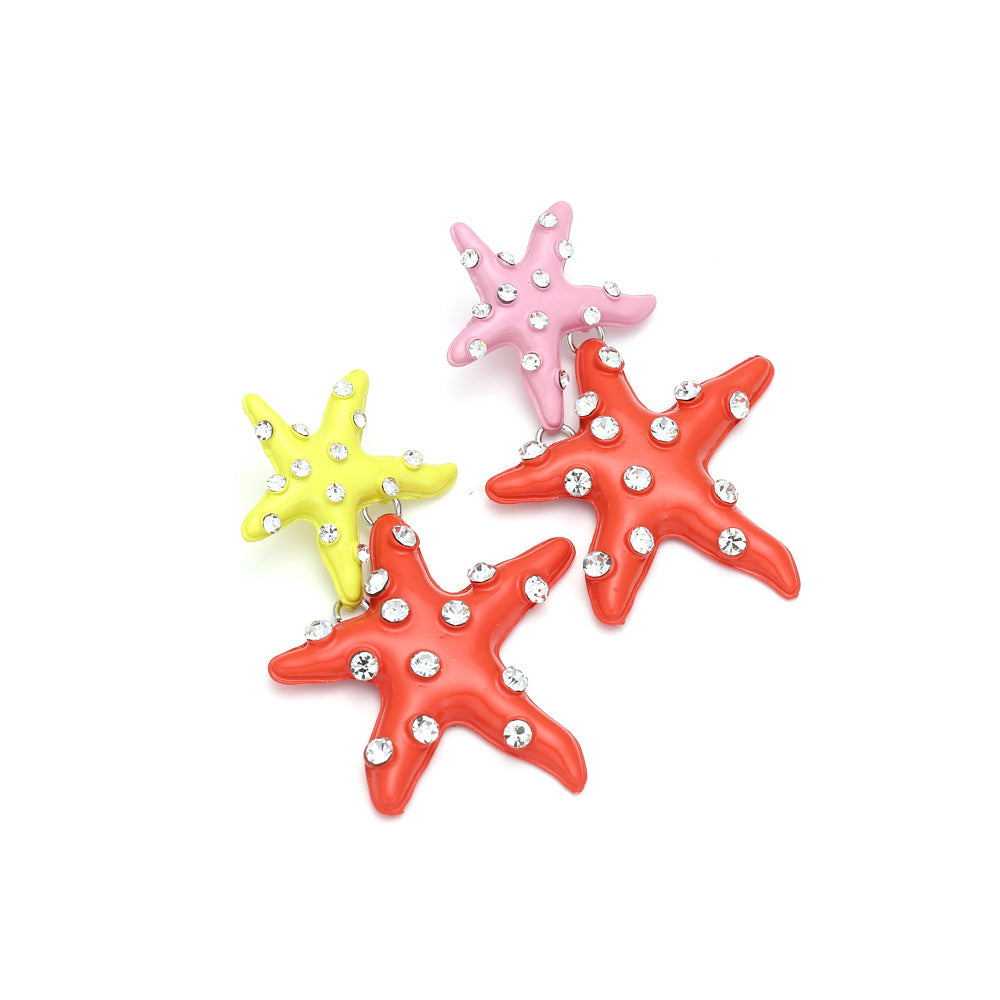 Alloy Water Diamond Star Earrings MIC-ManY071