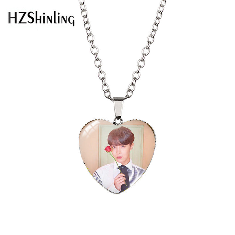 Alloy Time Gem Heart Necklace MIC-XiangL039