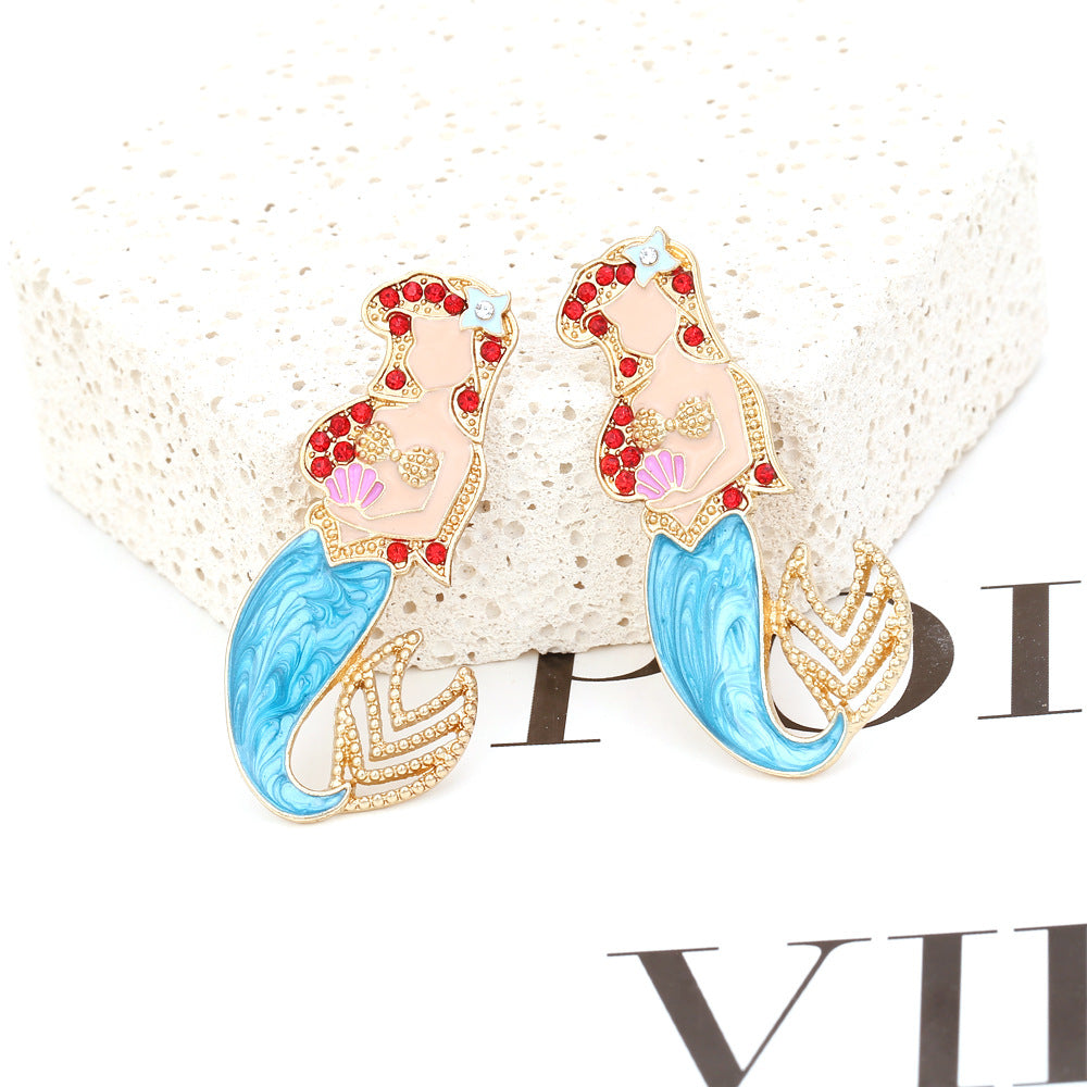 Alloy diamond inlaid cartoon character earrings MIC-ManY039