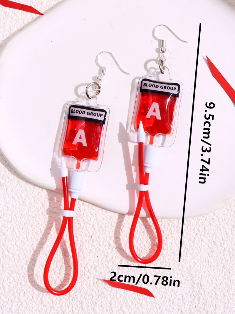 Alloy plasma blood bag earrings (Minimo de compra 2) MYA-HuanQ001