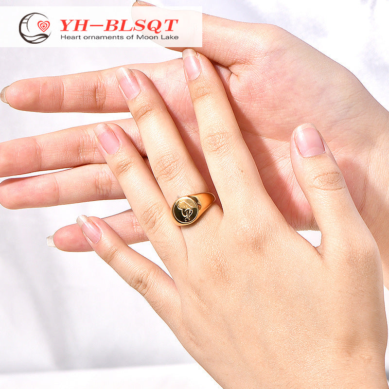 Stainless steel gold-plated badge seal ring MYA-YHZX012