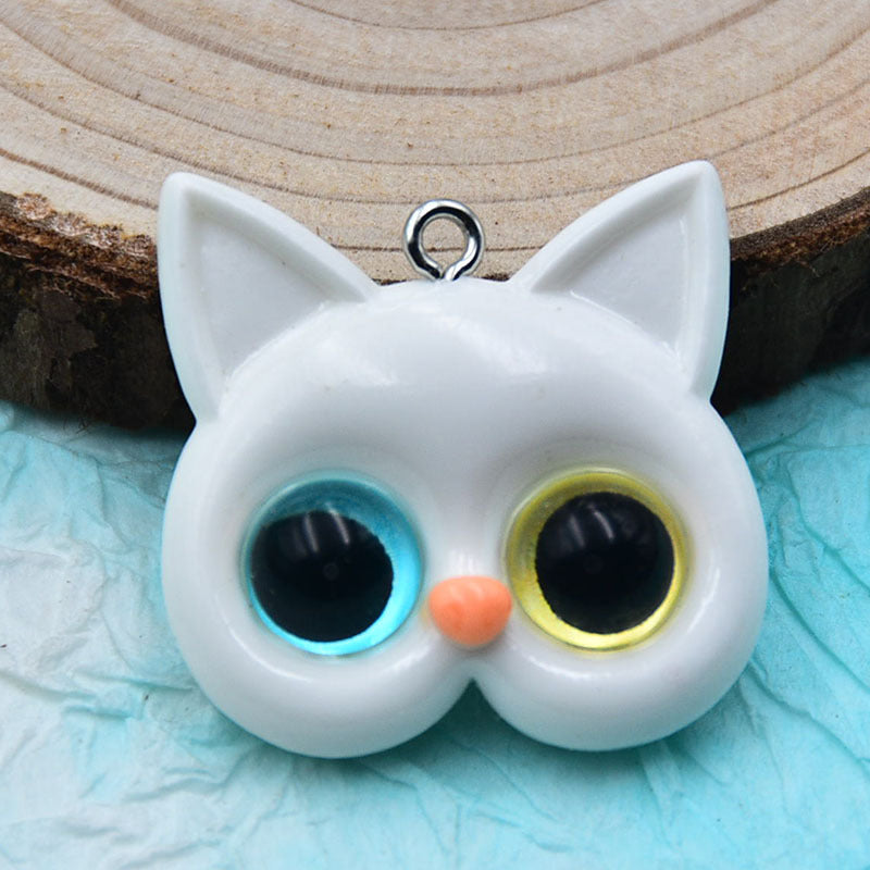 Resin cartoon different pupil teddy bear cat accessories MIC-ZhiB012