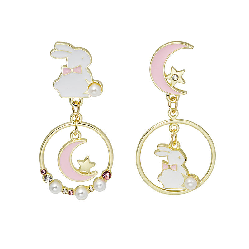 Alloy asymmetric cute rabbit earrings MIC-MDD003