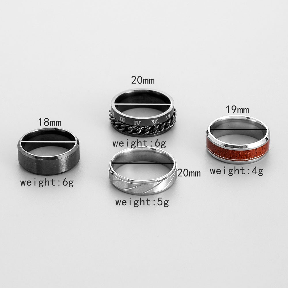 Stainless Steel Gold Plated Roman Numeral Ring （Minimo de compra 3）MIC-JieY014