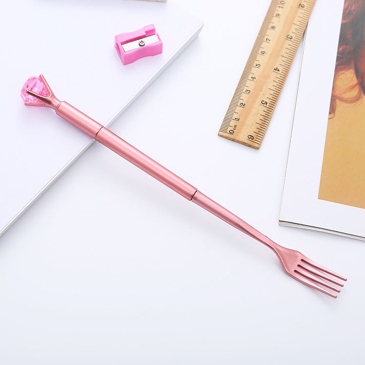 Diamond Spoon Fork Plastic Ballpoint Pen Liuj015