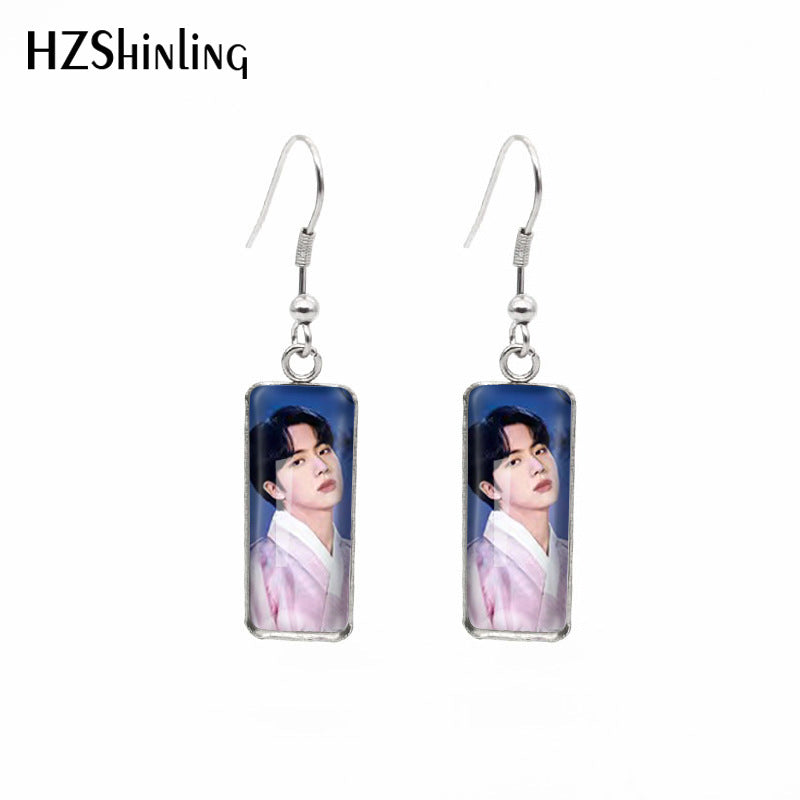 alloy cartoon BTS bulletproof earrings MYA-ES-XiangL037