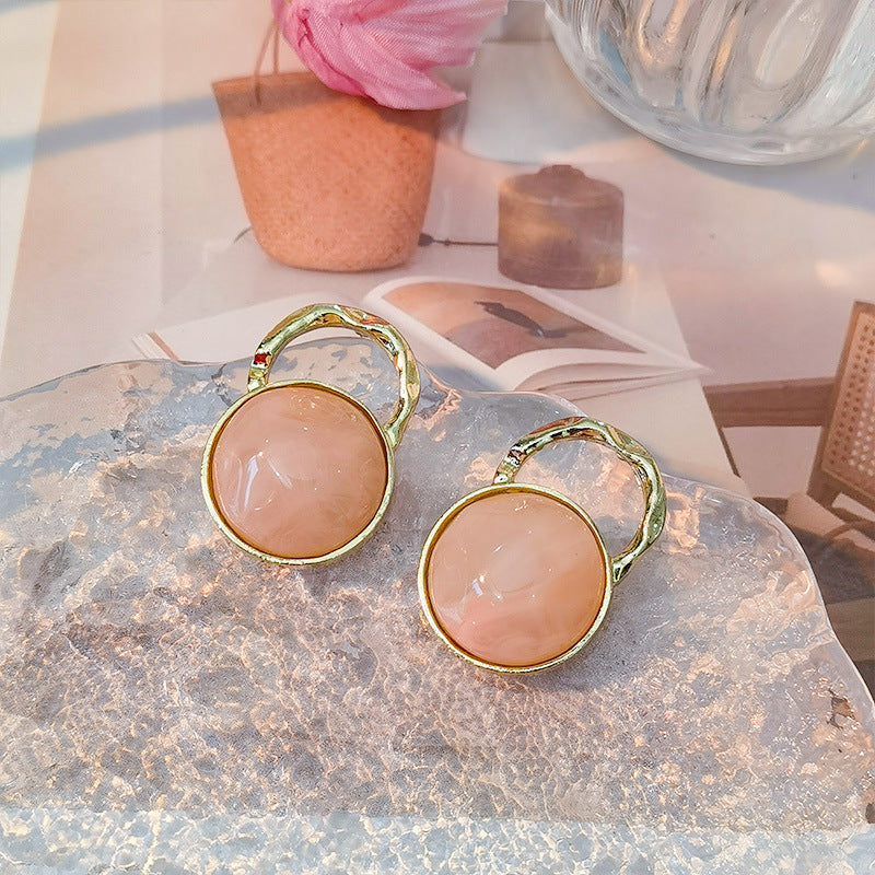 Alloy macaron pink earrings (Minimo de Compra 5) MIC-JiuY062