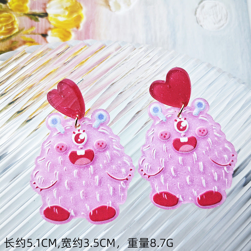 Alloy fine powder small monster earrings MIC-FanX018