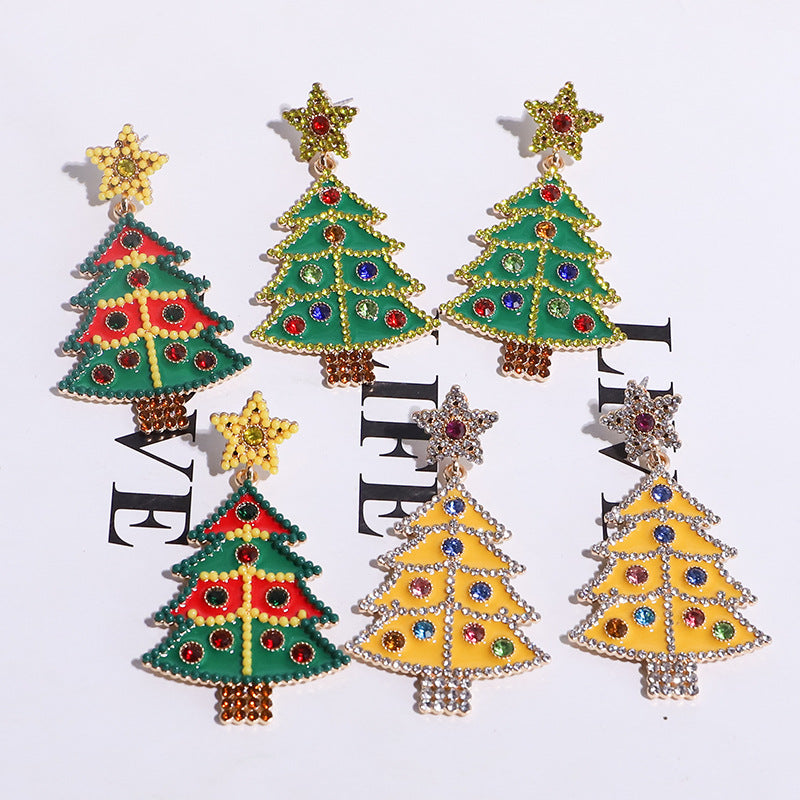 Alloy Christmas Tree Bell Earrings (Minimo de Compra 2) MIC-DWKM005