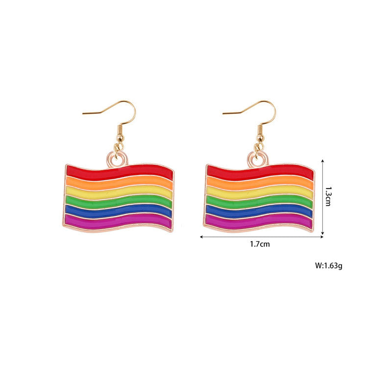 Alloy Rainbow Oil Dropping Earrings MIC-YiY004