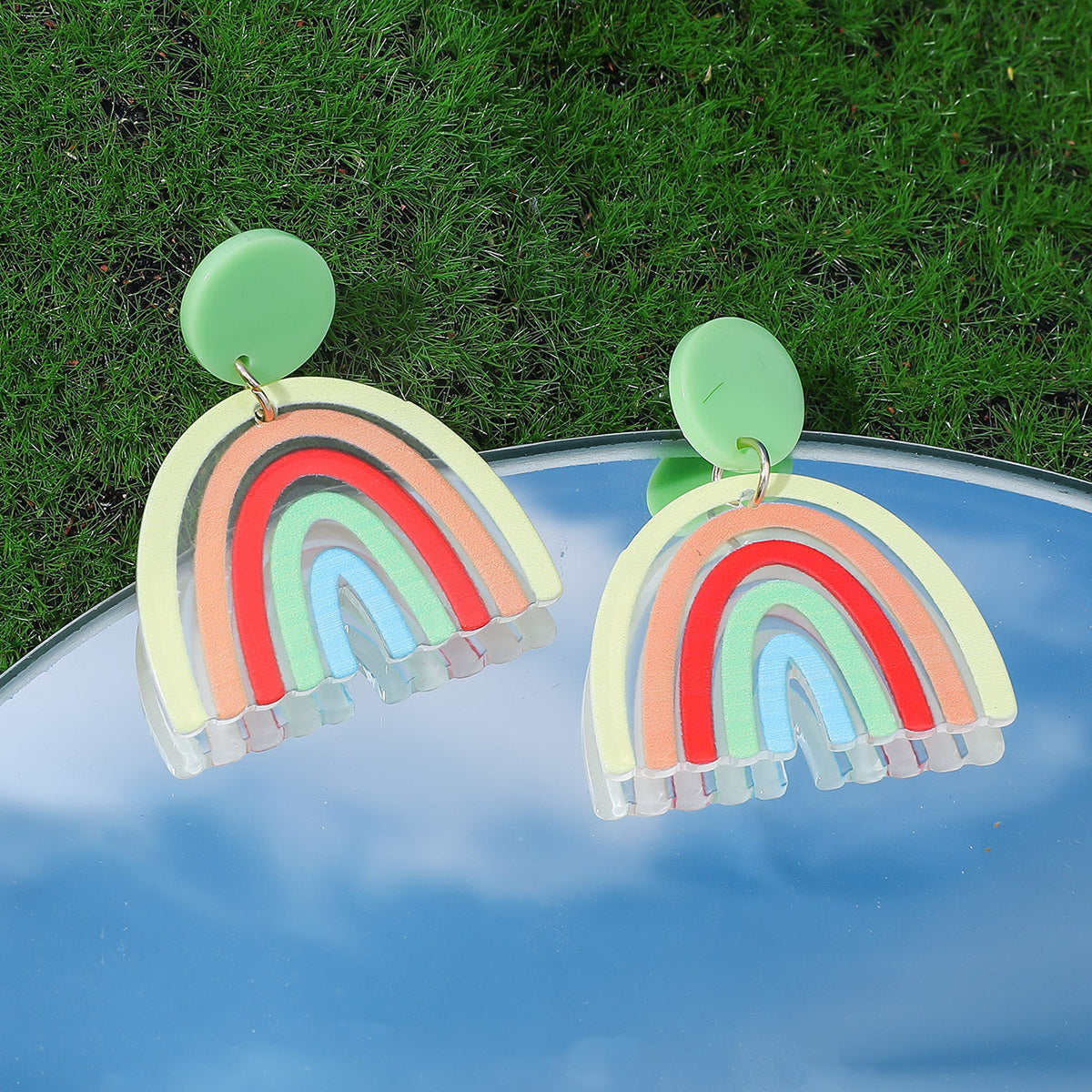 Acrylic Colorful Rainbow Cloud Earrings (Minimo de Compra 2) MIC-QiShang003