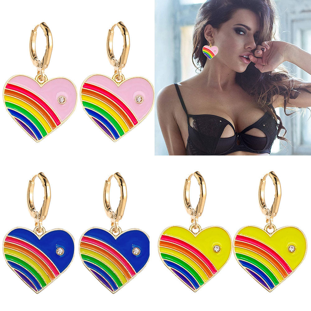 Alloy Rainbow Love Oil Dropping Earrings MIC-ChenY003