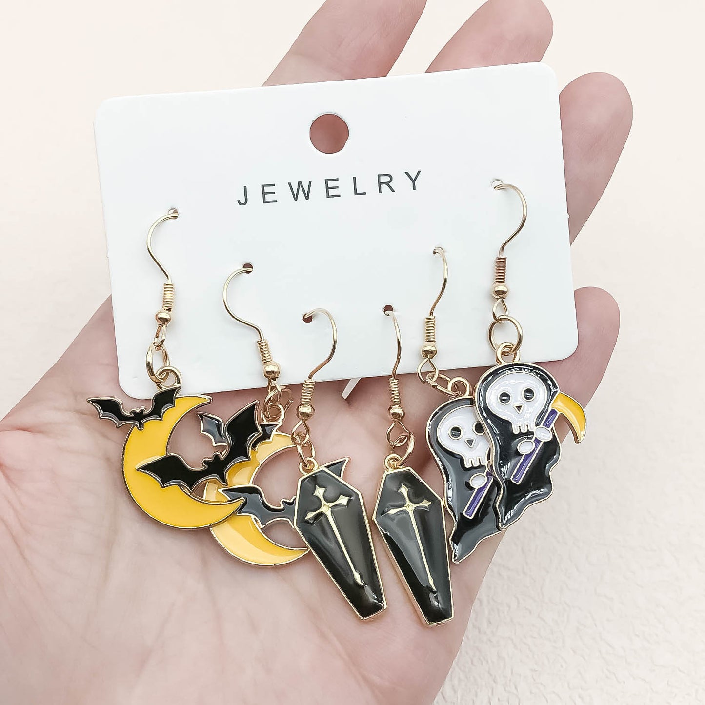 Alloy Halloween Moon Coffin sickle earrings (Minimo de compra 5) MIC-OuL001