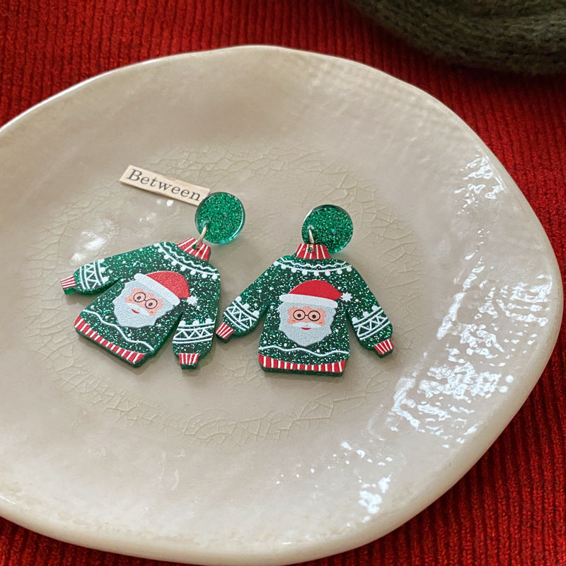 Alloy Christmas Snowman Sweater Earrings (Minimo de Compra 2) MIC-HanX004