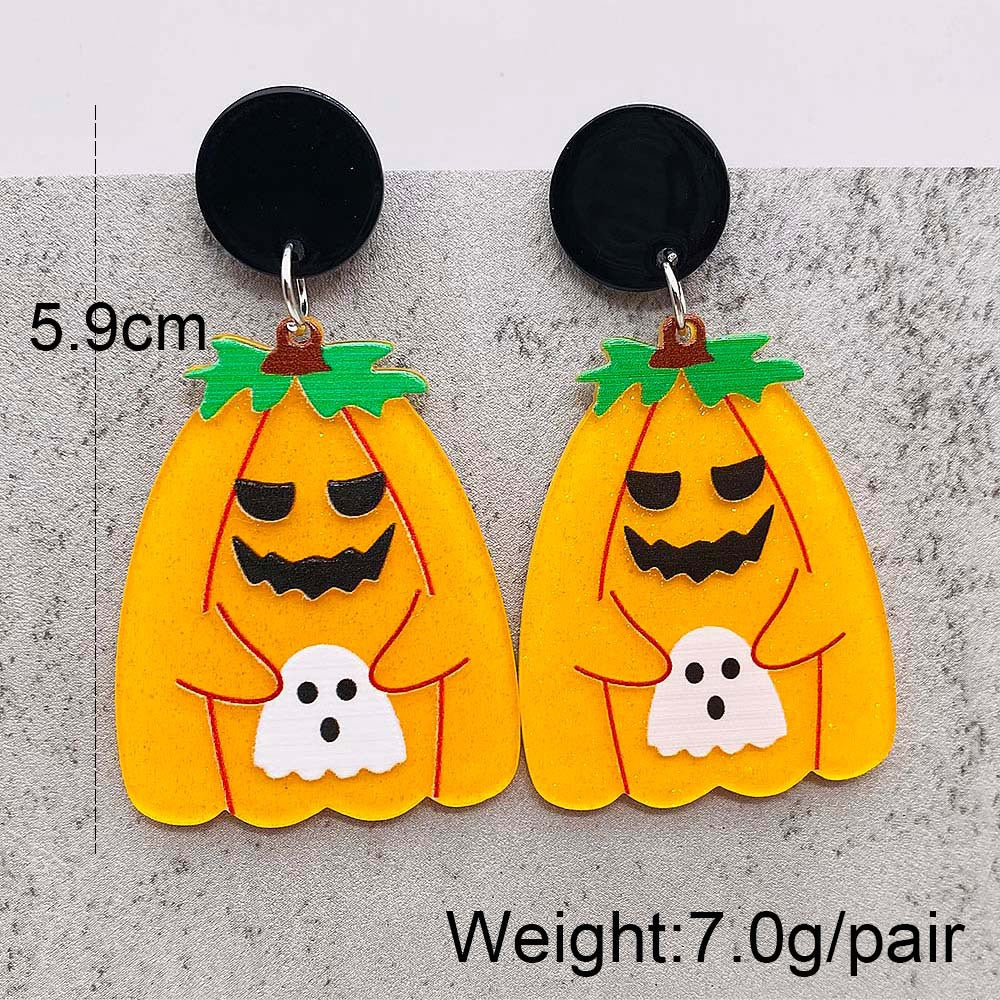 Acrylic Halloween Ghost Pumpkin Earrings (Minimo de Compra 2) MIC-ChenY023