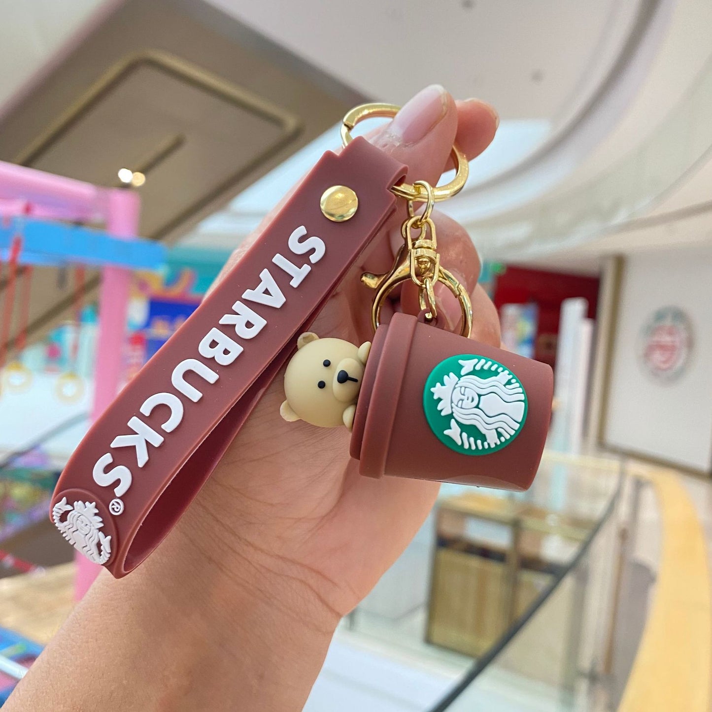 Cartoon Starbucks Milk Tea Silicone Keychains PengYu001