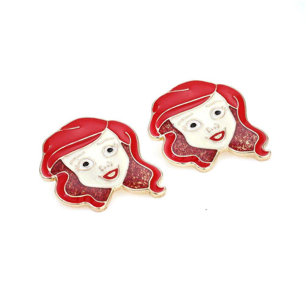 Alloy diamond inlaid cartoon character earrings MIC-ManY034