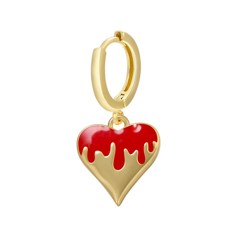 Alloy Peach Heart Oil Dropping Earrings (Minimo de Compra 2) MIC-JuC026